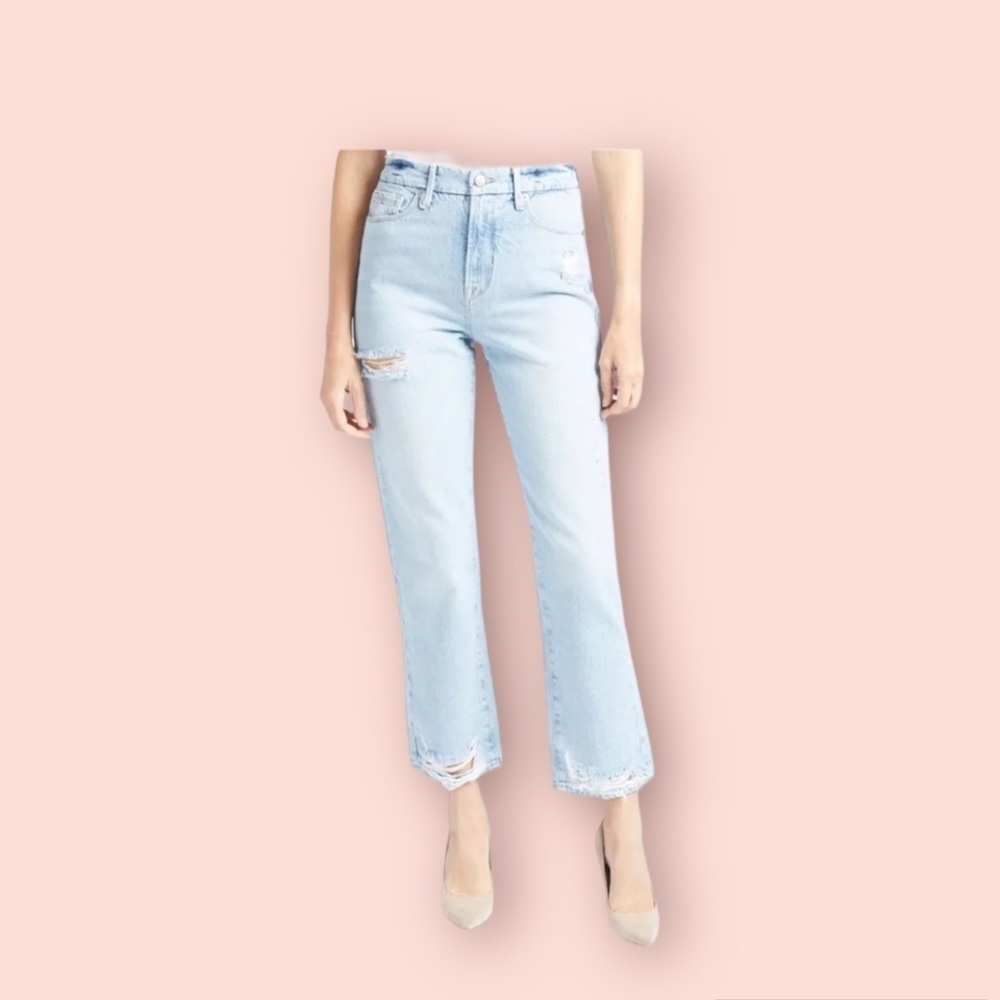 NWT Good American High Waisted Distressed  Good Boy Jeans 12/31